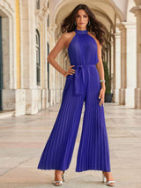Cutout Tied Pleated Sleeveless Jumpsuit - Trendsi - Flyclothing LLC