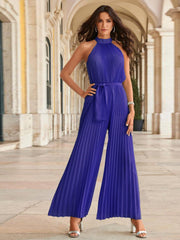 Cutout Tied Pleated Sleeveless Jumpsuit - Trendsi