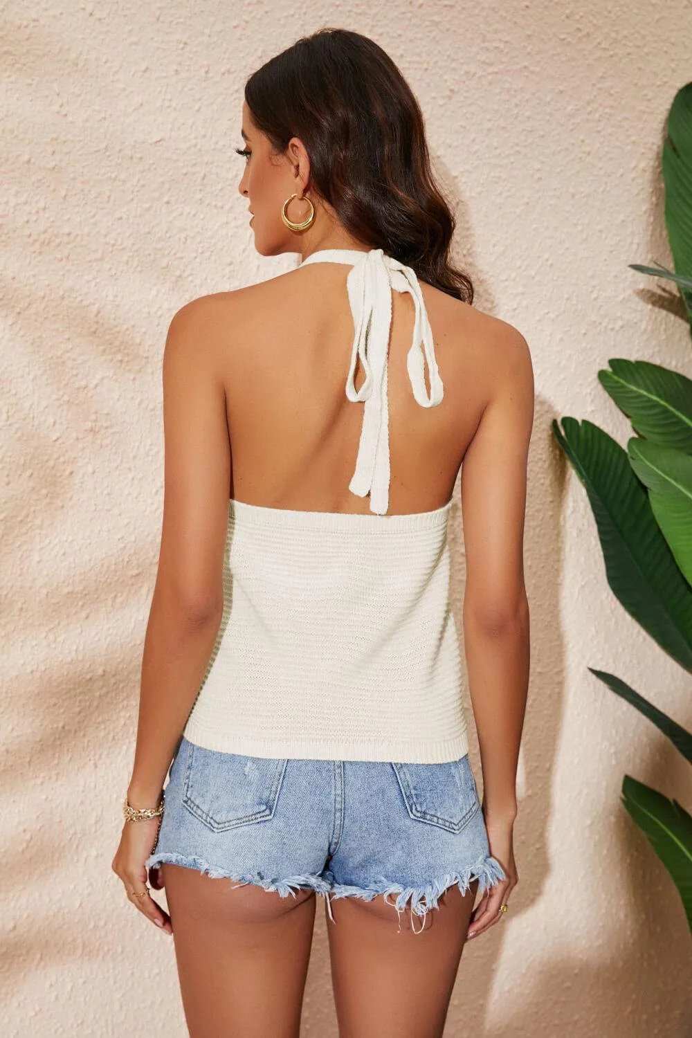 Rainbow Stripe Halter Neck Knit Tank - Trendsi - Flyclothing LLC