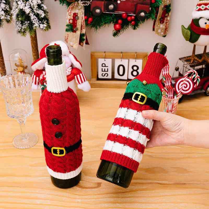 2-Piece Cable-Knit Wine Bottle Covers - Trendsi - Flyclothing LLC