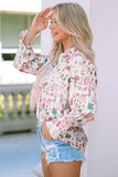 Printed Collared Neck Long Sleeve Shirt - Trendsi - Flyclothing LLC