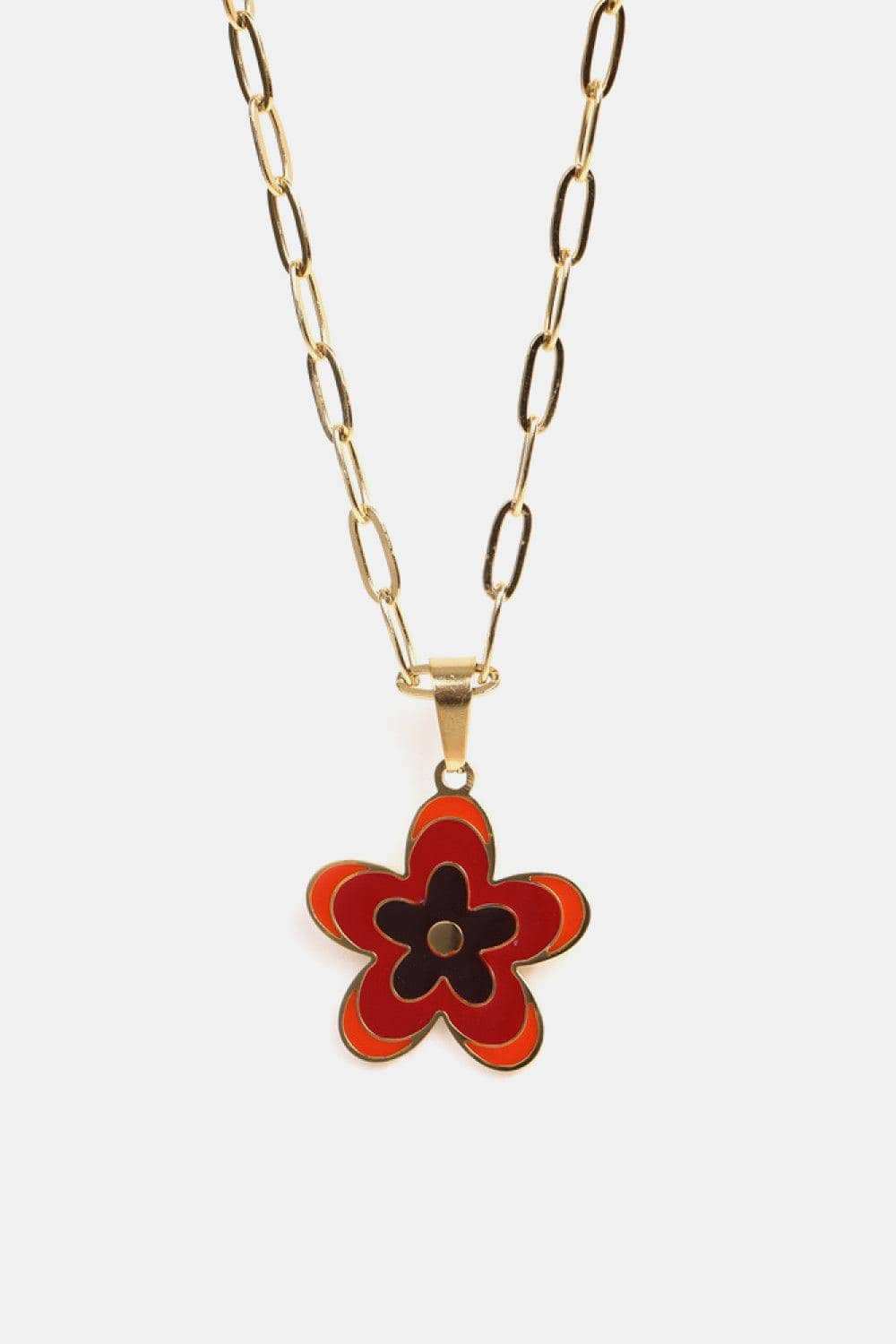 Flower Pendant Stainless Steel Necklace - Trendsi - Flyclothing LLC