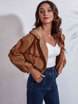 Drawstring Hooded Zip Up Jacket with Pockets - Trendsi - Flyclothing LLC