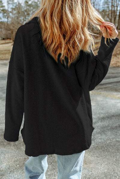 Pocketed Button Up Droppped Shoulder Jacket - Trendsi - Flyclothing LLC
