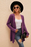 Openwork Horizontal Ribbing Open Front Cardigan - Trendsi - Flyclothing LLC