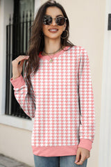 Printed Round Neck Long Sleeve Sweatshirt - Trendsi