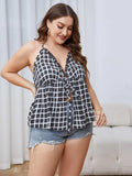 Plus Size Plaid Halter Neck Cami - Trendsi - Flyclothing LLC