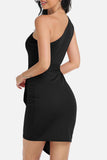 Tie Front One-Shoulder Sleeveless Dress - Trendsi - Flyclothing LLC