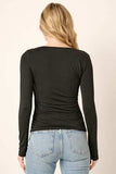 Mittoshop Ruched Long Sleeve Slim Top - Trendsi - Flyclothing LLC