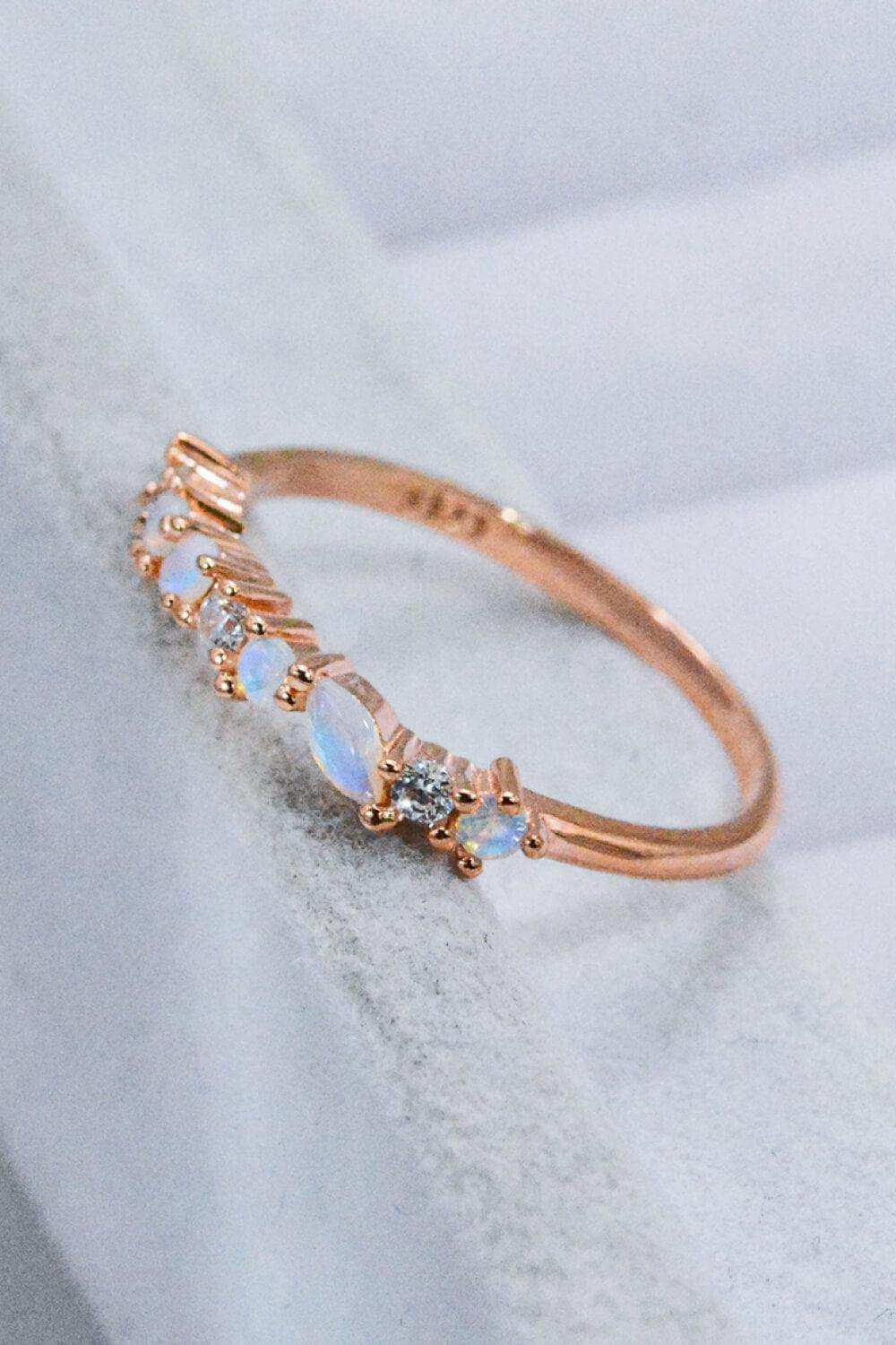 Moonstone and Zircon Decor Ring - Trendsi - Flyclothing LLC