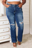 Judy Blue Full Size Mid Rise Hand Sand & Destroy Bootcut Jeans - Trendsi - Flyclothing LLC