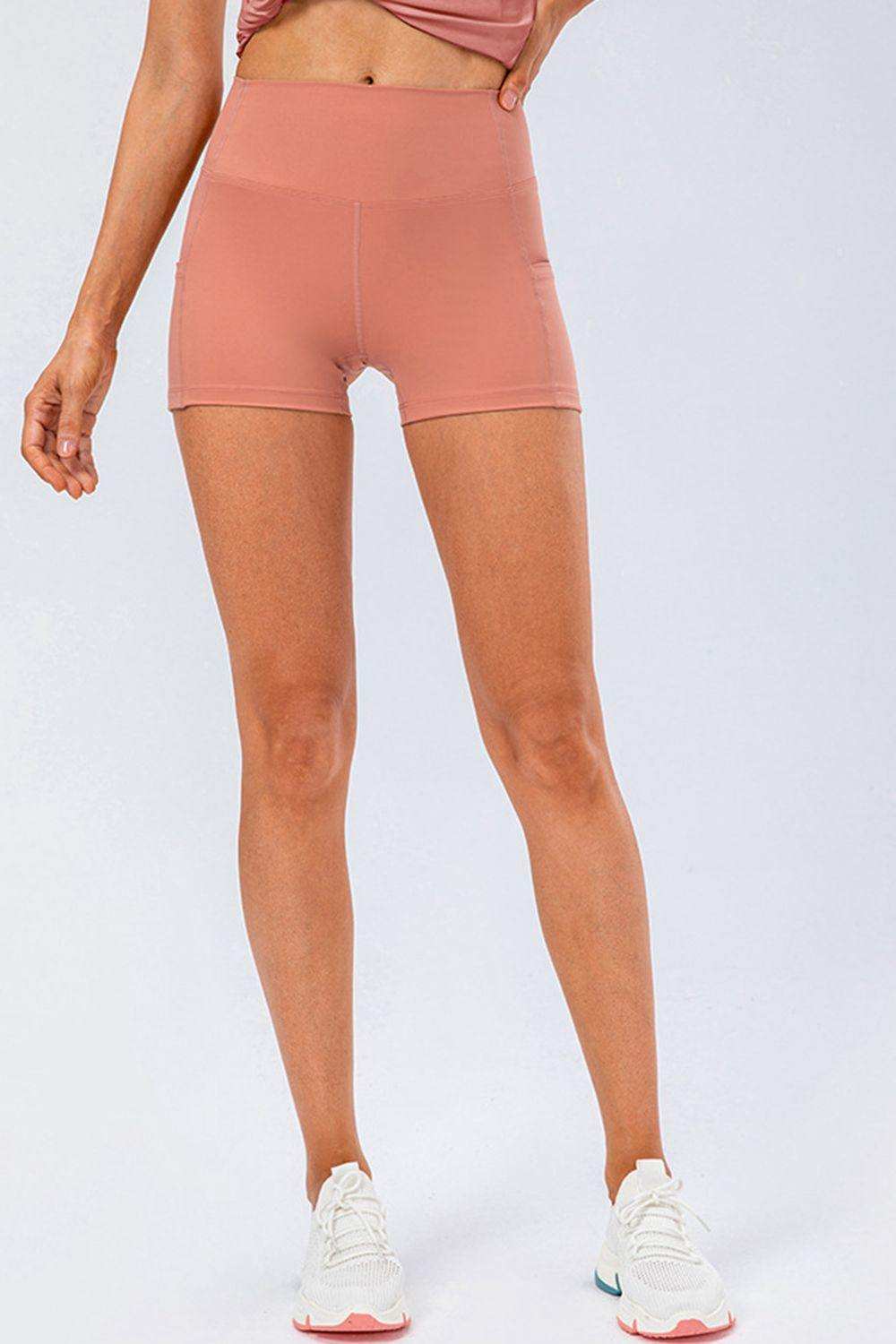 Slim Fit Wide Waistband Sports Shorts - Trendsi - Flyclothing LLC