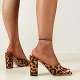 PU Leather Block Heel Pumps - Trendsi