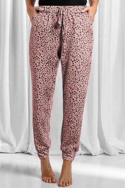 Full Size Leopard Drawstring Pocketed Pants - Trendsi - Flyclothing LLC