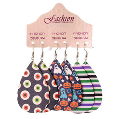 Halloween PU Teardrop Earrings Set - Trendsi