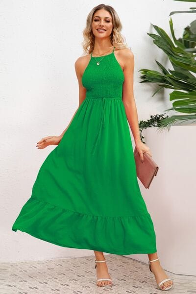 Smocked Crisscross Spaghetti Strap Dress - Flyclothing LLC