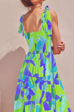 Floral Tie-Shoulder Smocked Midi Dress - Trendsi - Flyclothing LLC
