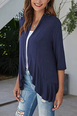 Open Front Ruffle Trim Cardigan - Trendsi - Flyclothing LLC