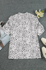 Printed Smocked Mock Neck Blouse - Trendsi - Flyclothing LLC