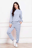Round Neck Long Sleeve Sweatshirt and Pants Set - Trendsi - Flyclothing LLC
