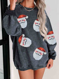 Sequin Santa Patch Ribbed Sweatshirt - Trendsi - Flyclothing LLC