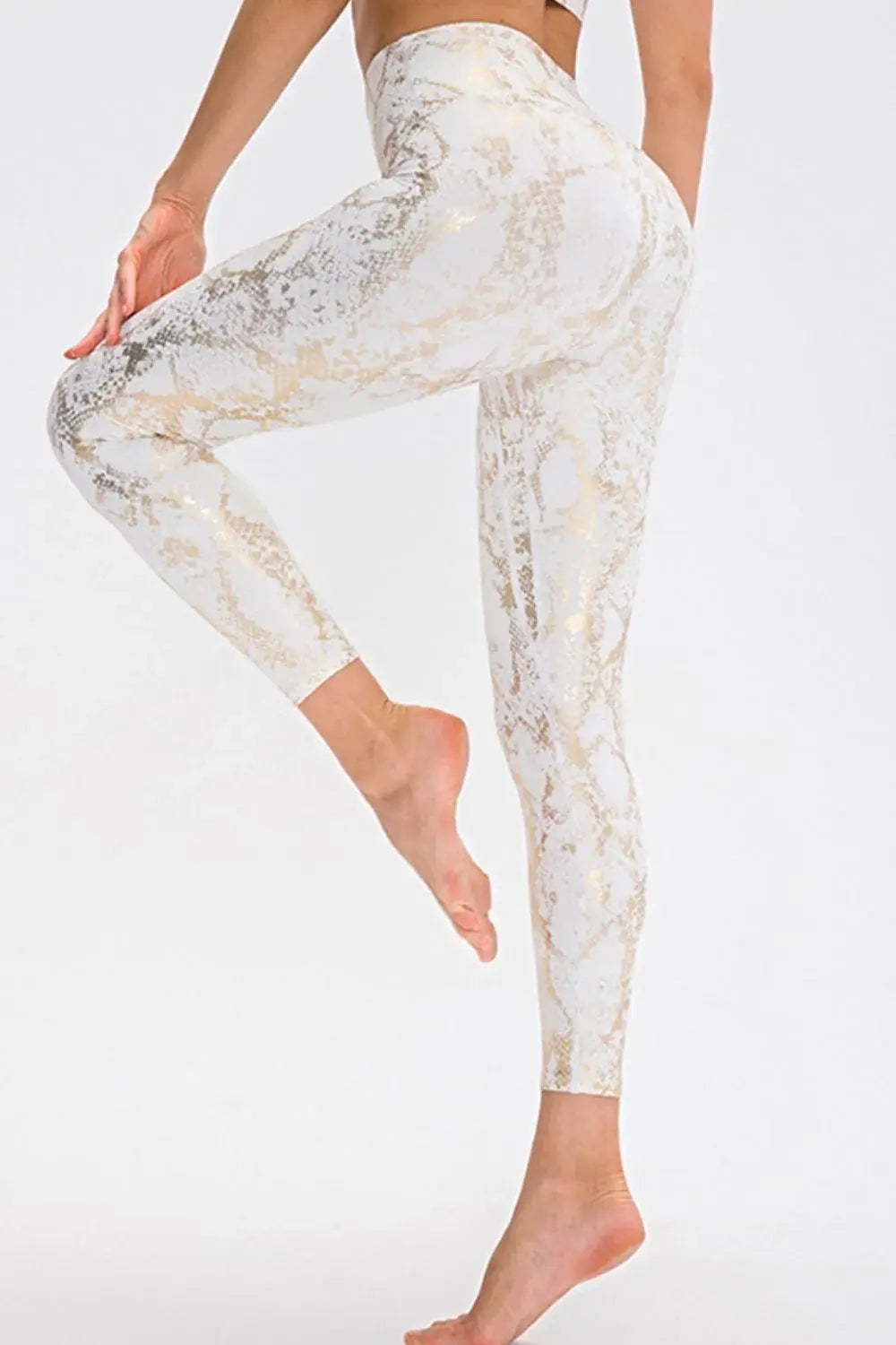Animal Print Slim Fit Wide Waistband Long Sports Pants - Trendsi - Flyclothing LLC