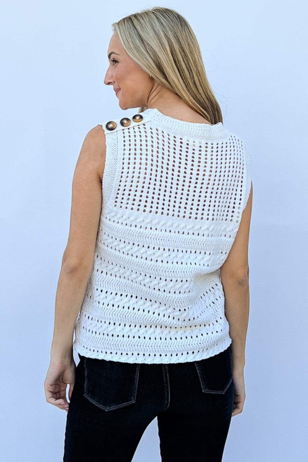 And The Why Hollowed Out Buttoned Tank - Trendsi - Flyclothing LLC