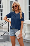 Round Neck Flounce Sleeve T-Shirt - Trendsi - Flyclothing LLC