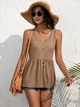 Decorative Button Scoop Neck Tank - Trendsi - Flyclothing LLC