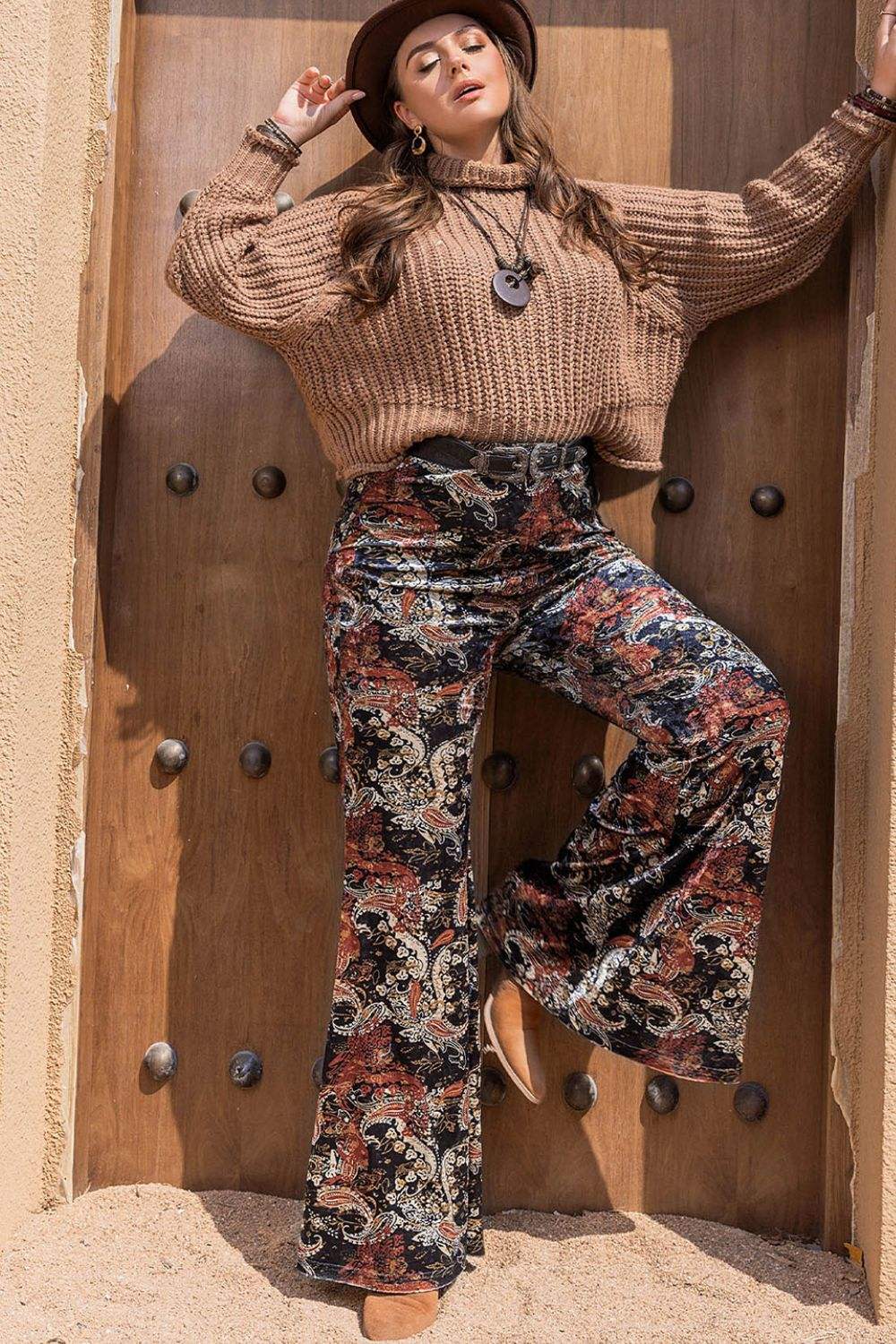 Plus Size Printed Wide Leg Long Pants - Trendsi - Flyclothing LLC