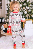 Snowflake Pattern Top and Pants Set - Trendsi