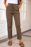 Drawstring Straight Pants with Pockets - Trendsi - Flyclothing LLC