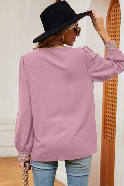 V-Neck Long Sleeve T-Shirt - Trendsi - Flyclothing LLC