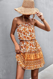 Bohemian Frill Trim Strapless Dress - Trendsi