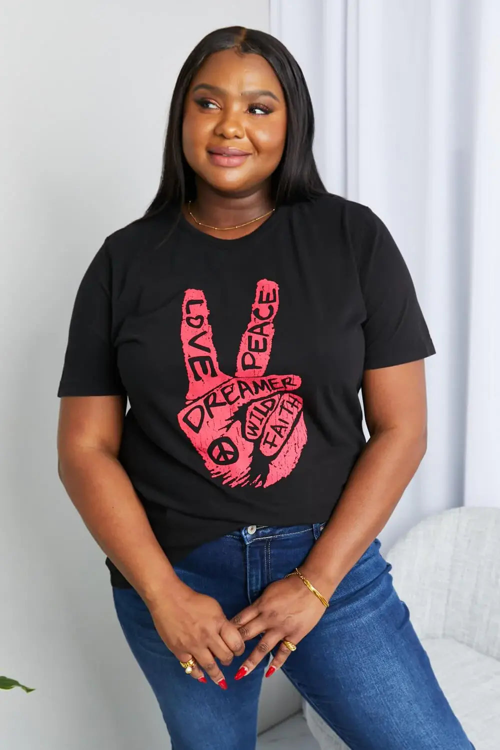 mineB Full Size Graphic Tunic T-Shirt - Trendsi - Flyclothing LLC