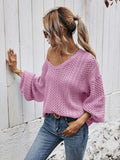 V-Neck Dropped Shoulder Sweater - Trendsi - Flyclothing LLC