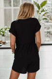 Pocketed V-Neck Short Sleeve Romper - Trendsi - Flyclothing LLC
