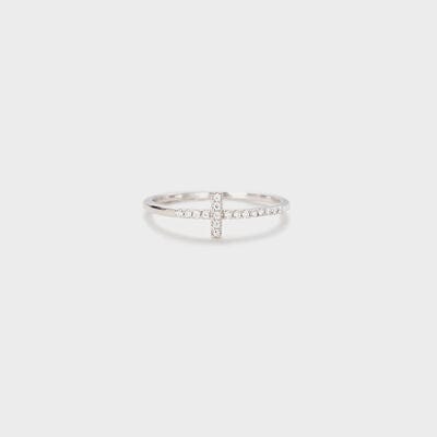 Cross Inlaid Zircon 925 Sterling Silver Ring - Trendsi