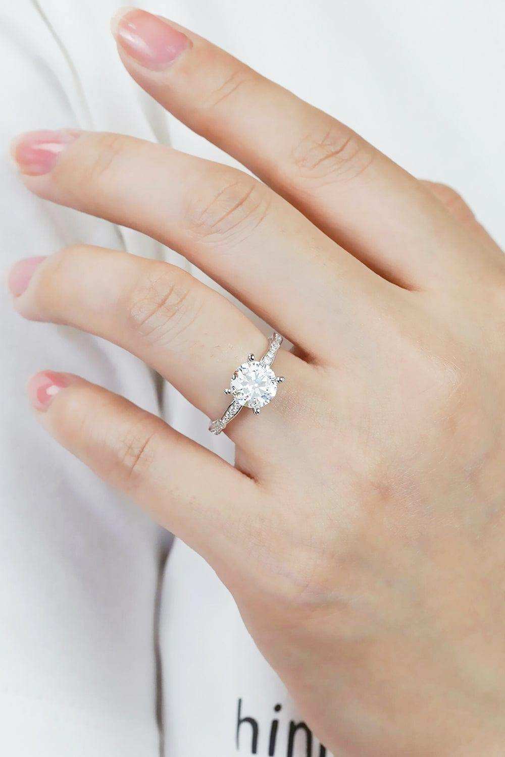 1.5 Carat Moissanite Side Stone Ring - Trendsi - Flyclothing LLC