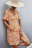 Printed Button down Pocketed Dress - Trendsi