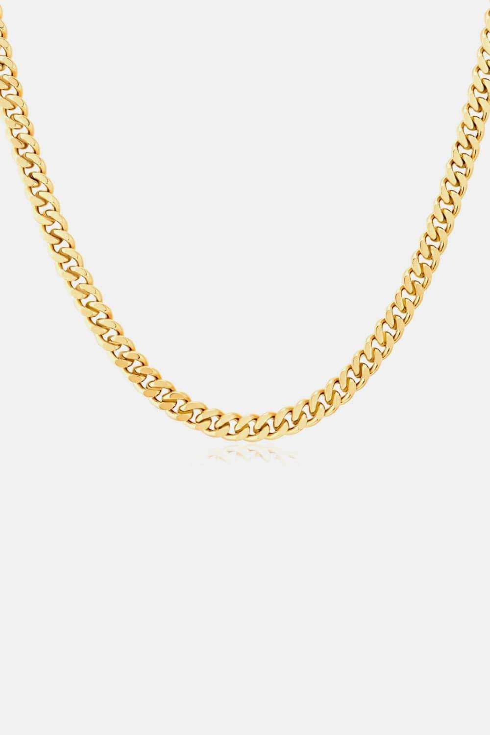 18K Gold Plated Curb Chain Necklace - Trendsi - Flyclothing LLC