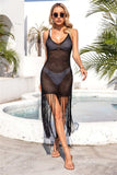 Fringe Openwork Spaghetti Strap Cover Up - Trendsi - Flyclothing LLC