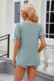 Eyelet Short Sleeve T-Shirt - Trendsi - Flyclothing LLC