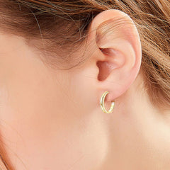 925 Sterling Silver Inlaid Moissanite C-Hoop Earrings - Trendsi