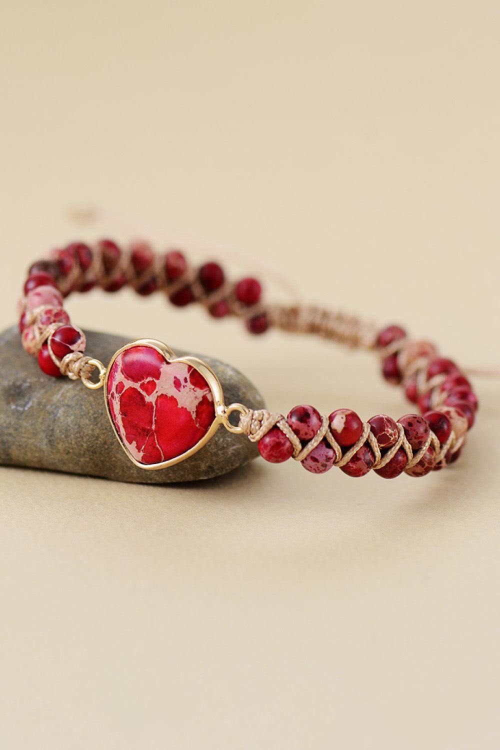 Handmade Heart Shape Natural Stone Bracelet - Trendsi