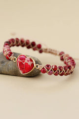 Handmade Heart Shape Natural Stone Bracelet - Trendsi