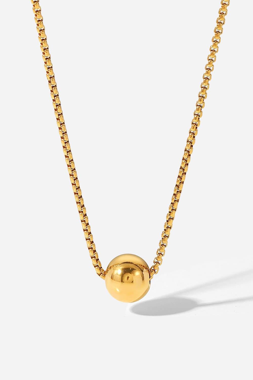 18K Gold-Plated Round Shape Pendant Necklace - Trendsi