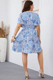 Plus Size Surplice Neck Flutter Sleeve Dress - Trendsi