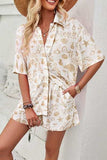 Printed Button Up Shirt and Shorts Set - Trendsi - Flyclothing LLC