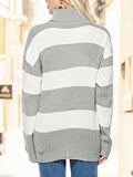 Striped Turtleneck Long Sleeve Sweater - Trendsi - Flyclothing LLC